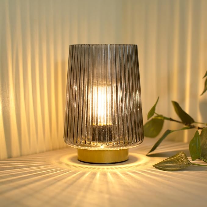 Battery Operated Lamp with Timer, Small Cozy Table Lamp by LUSHARBOR