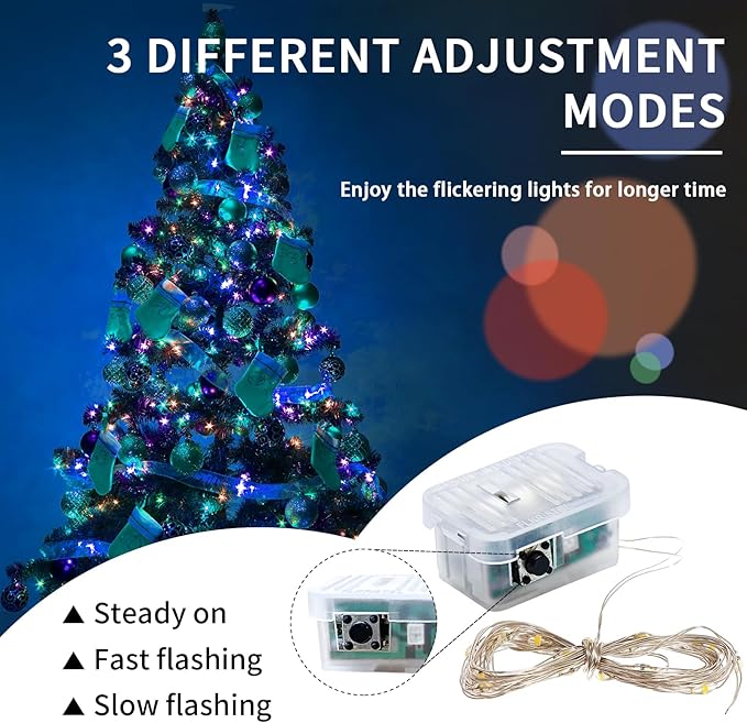 Fairy Lights 7Ft 20 LED Twinkle String Lights 3 Modes Battery Operated - Image 2