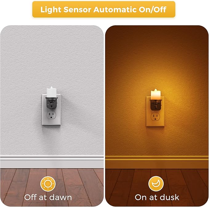 L LOHAS LED Candle Night Light, Amber Night Lights Plug into Wall, Flameless - Image 2