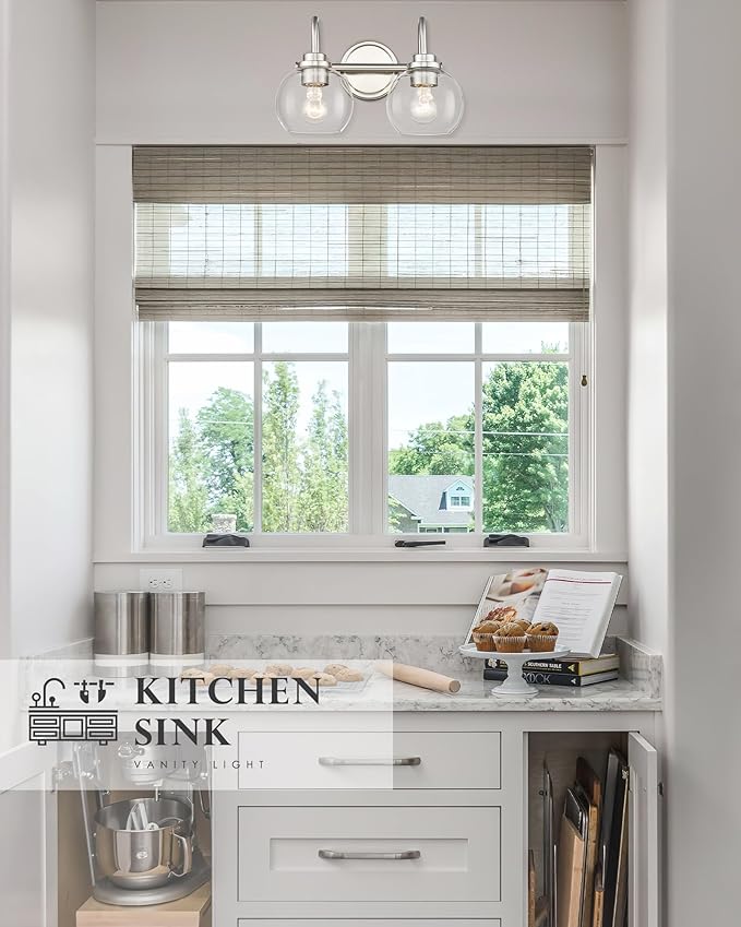 2-Light Bathroom Vanity Light, Brushed Nickel Vanity Light - Image 5