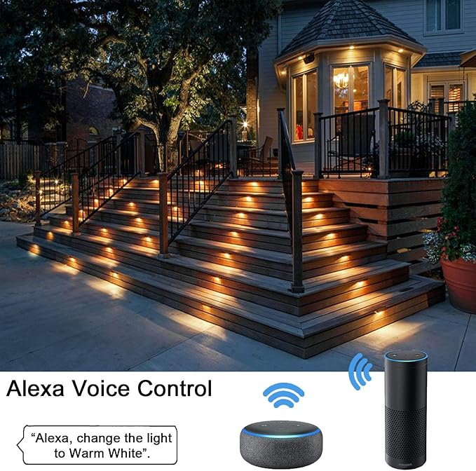 WiFi Controlled LED Deck Lights Multi Color Outdoor IP67 Waterproof Φ1.18 Low - Image 3