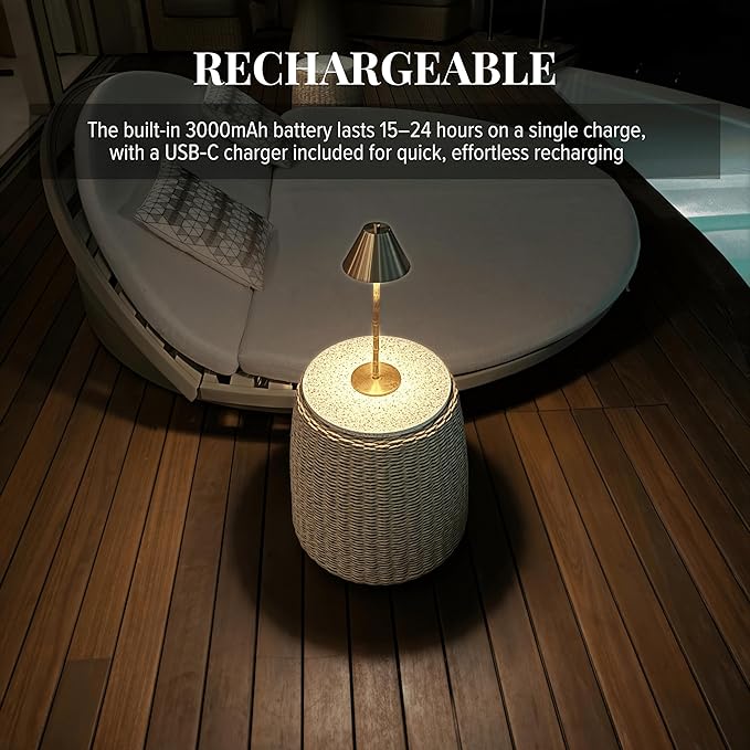 Bamboo Cordless LED Table Lamp – Rechargeable 24-Hour Battery, Dimmable Warm - Image 6