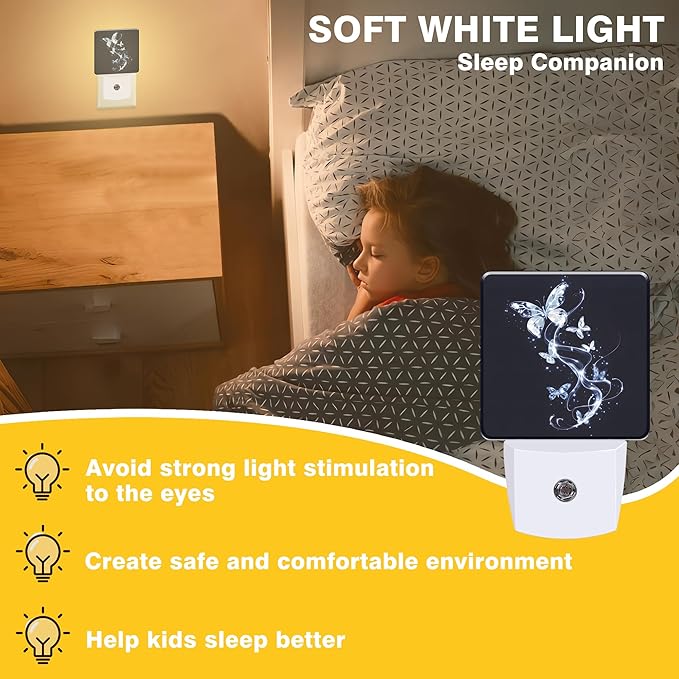 Night Light Glowing Butterflies Night Lights Plug into Wall Smart Dusk to Dawn - Image 3