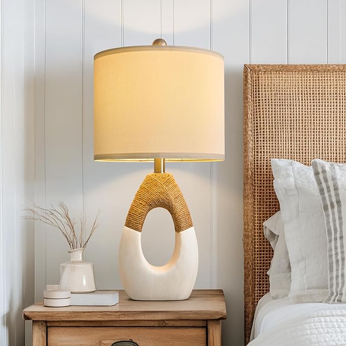 OYEARS 22” Boho Table Lamps for Bedroom Living Room Upgraded Set of 2 Medium - Image 5