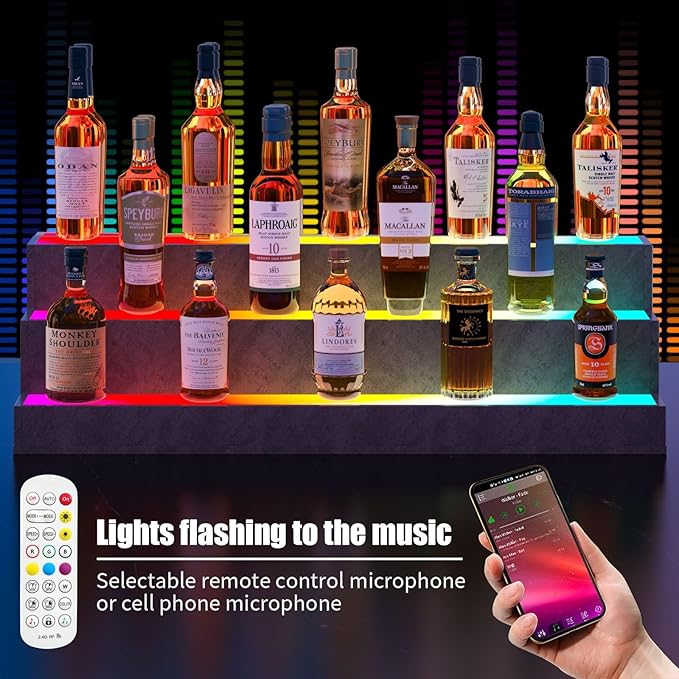 LED Lighted Liquor Bottle Display Shelf, 24 Inch Bar Display Shelf, DIY - Image 3