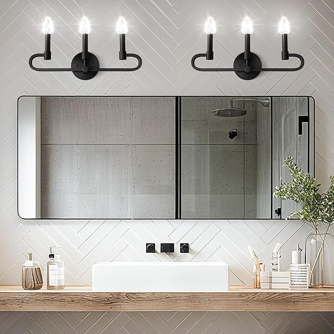 Bathroom Vanity Light, 3 Light Matte Black Vanity Lights - Image 6