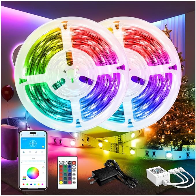 DAYBETTER LED Lights for Bedroom 132ft, Music Sync Color Changing Strip Lights by DAYBETTER
