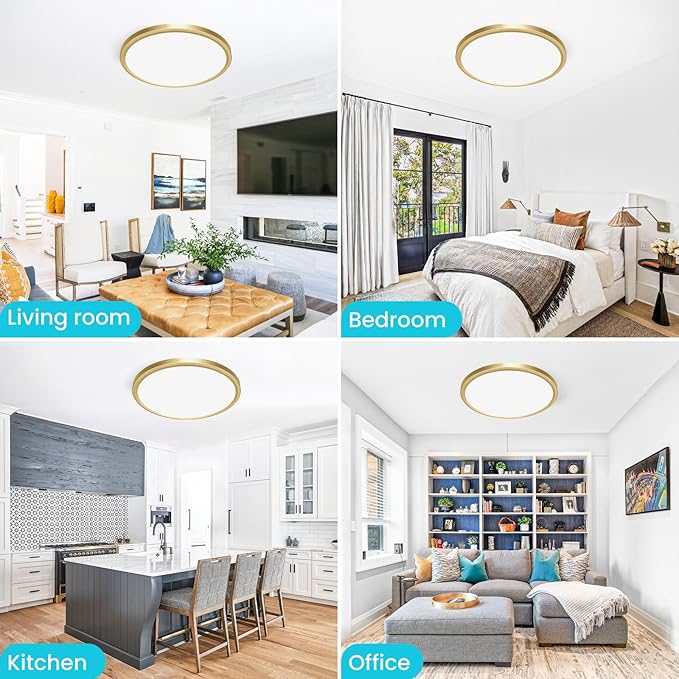libtit 12 Inch LED Ceiling Light Golden, 28W 3200lm Aureate Flush Mount Ceiling - Image 6