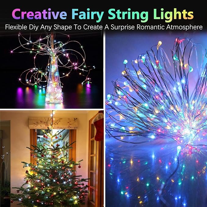 2 Pack Christmas Fairy Lights Battery Operated, 20FT 60LED RGB Color Changing - Image 6