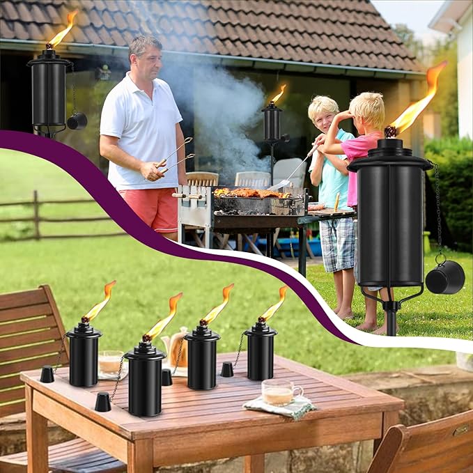 4-Pack Garden Metal Torches, 16 oz Heavy-Duty Outdoor Torch Lights - Image 6