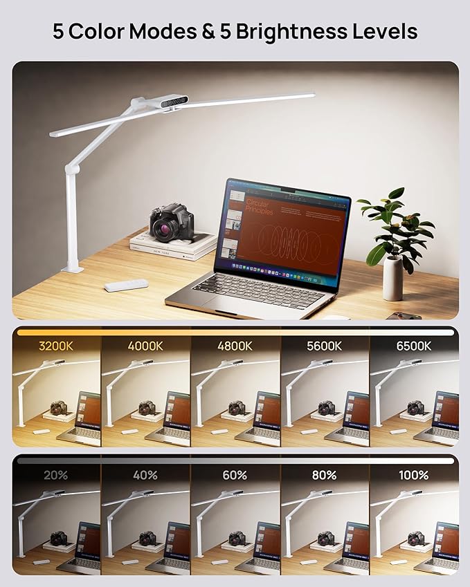 TROND LED Desk Lamp with Clamp, 29.55'' Tall Desk Light with Remote, 1500LM - Image 2