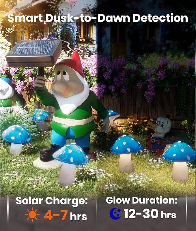 Upgraded Solar Mushroom Lights Outdoor, 9 Pack Garden Stake Light - Image 5
