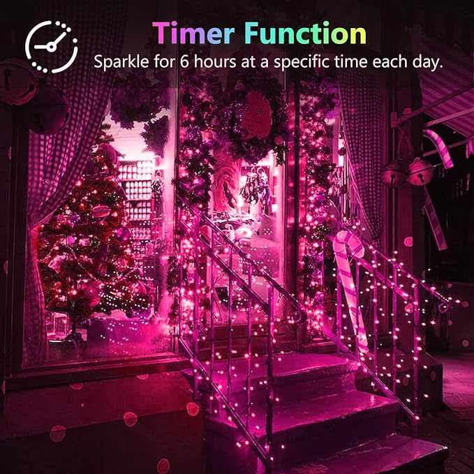 4 Pack 60 LED Pink Fairy Lights Battery Operated - Image 4