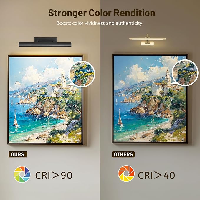 Matte Black Picture Lights for Wall, 3-Light Bronze Art Light, Warm White 2700k - Image 6