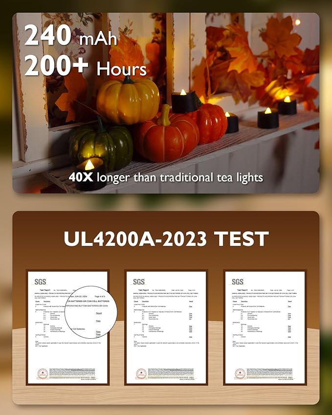 Homemory Black Tea Lights Candles Battery Operated, 200+Hour Flameless - Image 3