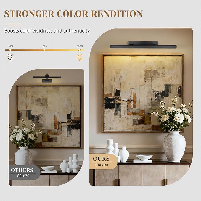 Matte Black Picture Lights for Wall, 4-Light Bronze Art Light, Dimmable Gallery - Image 6