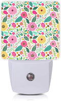 Retro Flowers Night Light, Spring Retro Rustic Flowers Night Lights Plug into by Oeaskly