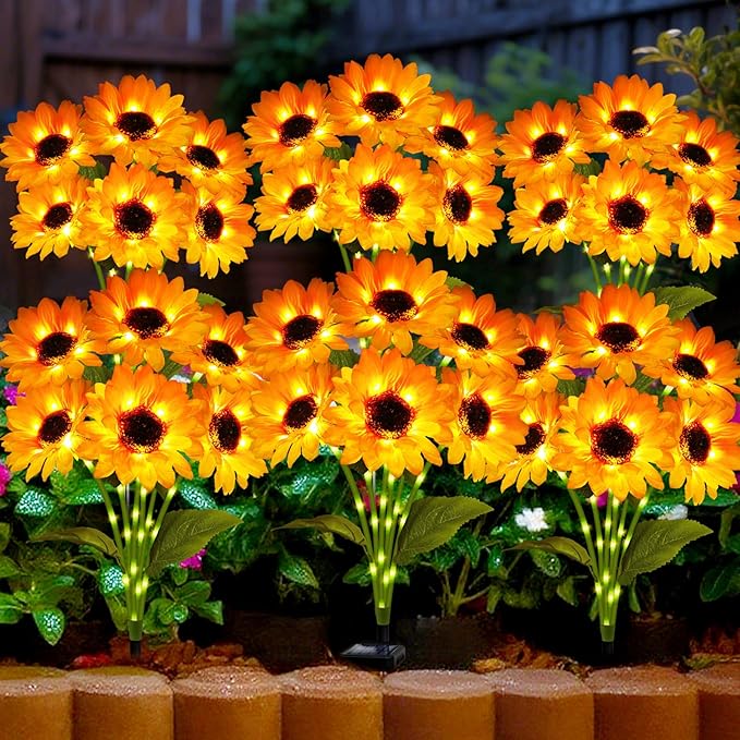 Solar Garden Lights Outdoor, 6 Pack Sunflower Lights by ANGMLN