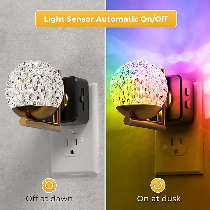 L LOHAS LED Night Lights Plug Into Wall 2 Pack, Dusk to Dawn Sensor, 10-Color - Image 5