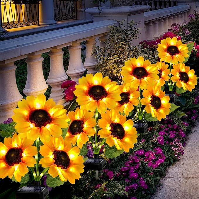 Solar Garden Lights Outdoor, 5 Pack Sunflower Lights - Image 6