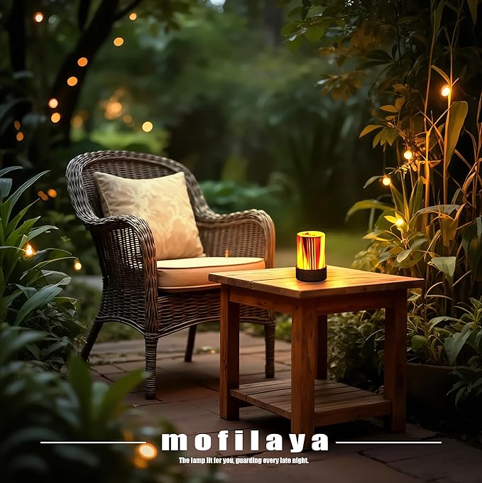 LED Night Light Wood -100% Handmade Cordless Lamp Rechargeable USB Battery - Image 4