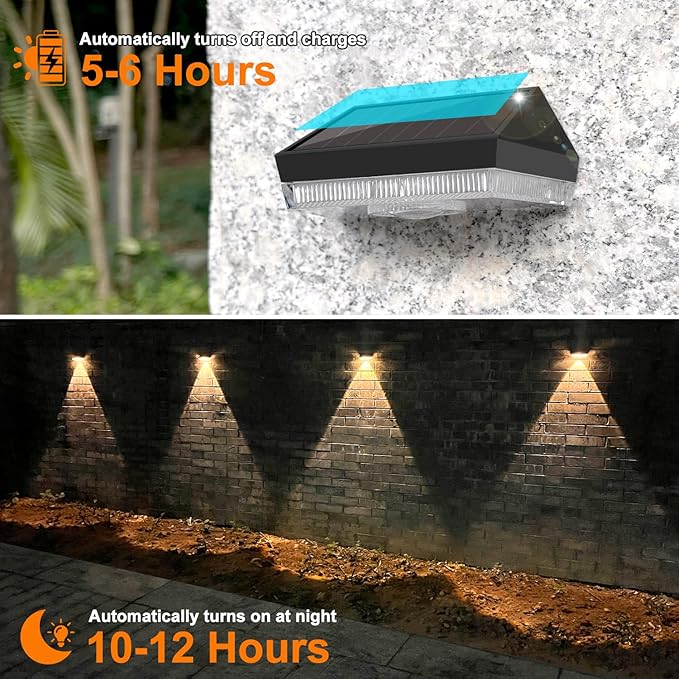 Ellasay Solar Fence Lights Outdoor: 10 Lighting Modes - Image 4