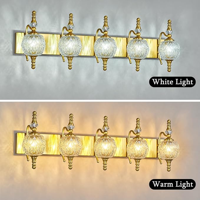 Modern Crystal Bathroom Vanity Lights Fixtures Over Mirror Gold Vintage - Image 5