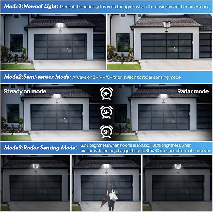 Solar Flood Lights Outdoor, Waterproof Motion Sensor Street Light - Image 5