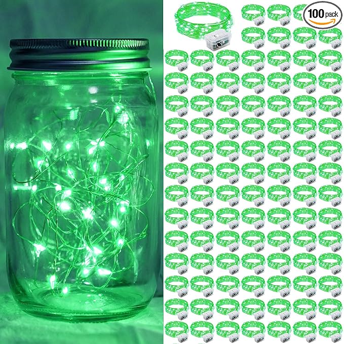 Green Fairy Lights 100 Pack 7Ft 20 LED Twinkle String Lights 3 Modes Battery by chzk