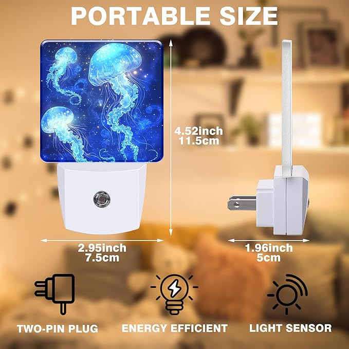 Night Light Magic Glowing Jellyfish Night Lights Plug into Wall Smart Dusk to - Image 2