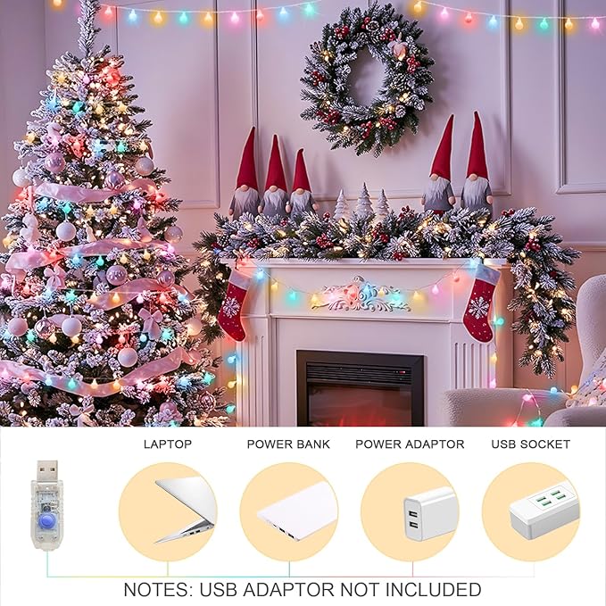 suddus Easter Lights Plug in, 33ft 100 Led USB Pastel String Lights - Image 6