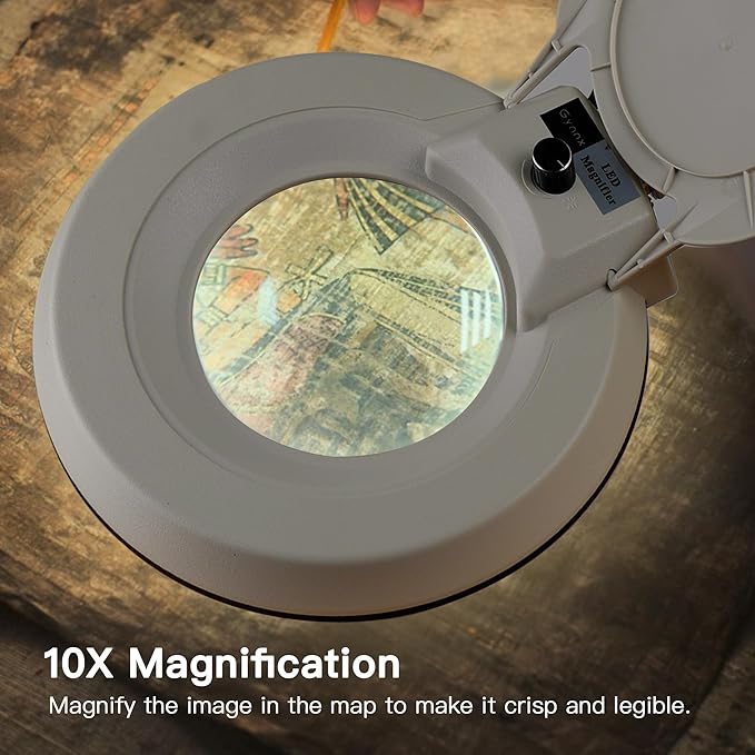 10X Magnifying Glass with Light and Stand, LED Dimmable Lighted Desk Lamp with - Image 2