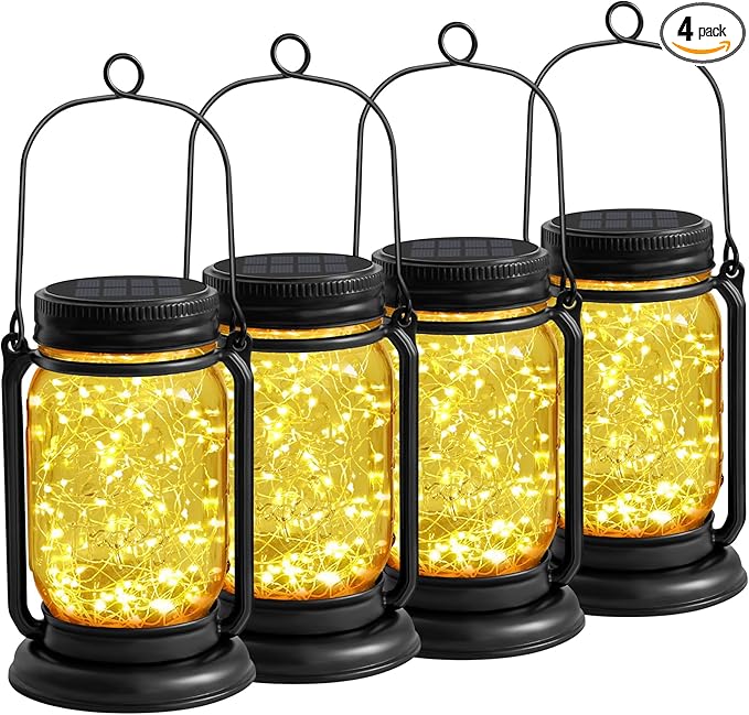4 Pack Hanging Solar Lantern Lights, Gifts by Vcdsoy