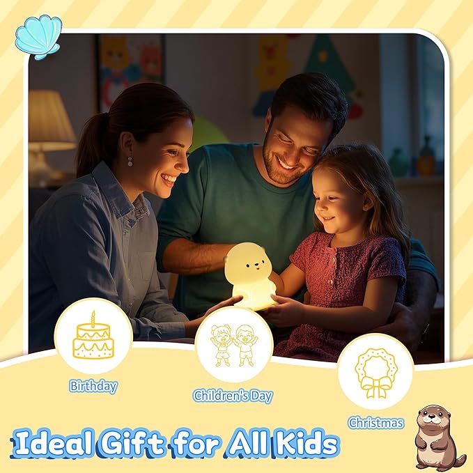 Attivolife Otter Night Light for Kids, Cute Sea Otter Silicone Lamp, Protable - Image 6