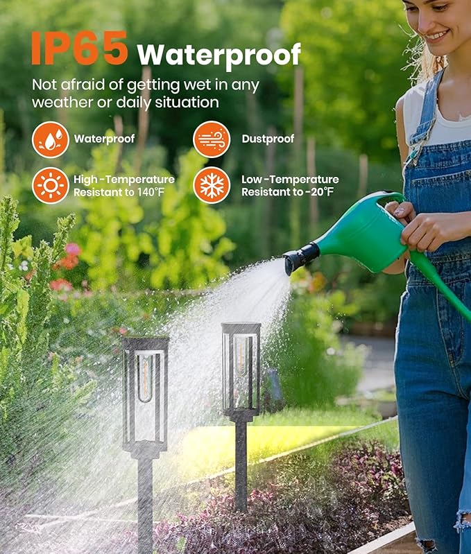 Solar Pathway Lights Outdoor Warm White 8-Pack Waterproof IP65, Auto On/Off - Image 3