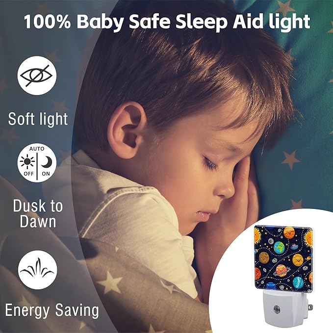 Cartoon Solar System Planets Night Light Plug into Wall, Space Stars Planets - Image 5