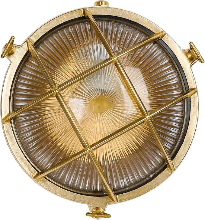 BLINKO Nautical Brass Bulkhead Wall Light, Vintage Retro Wall Sconce, by BLINKO
