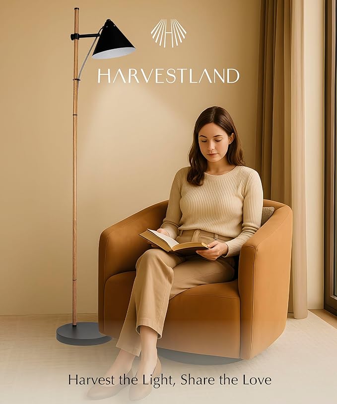 HarvestLand Noah Black Standing Lamp – Adjustable Floor Reading Lamps Over Chair - Image 5