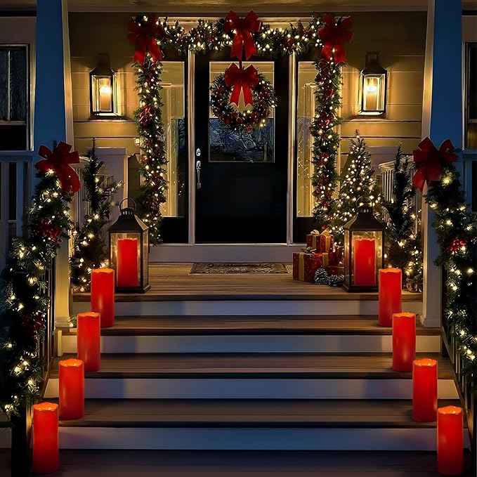 Homemory 4"x10" Burgundy Flameless Candles, Outdoor Waterproof Flameless Candles - Image 4