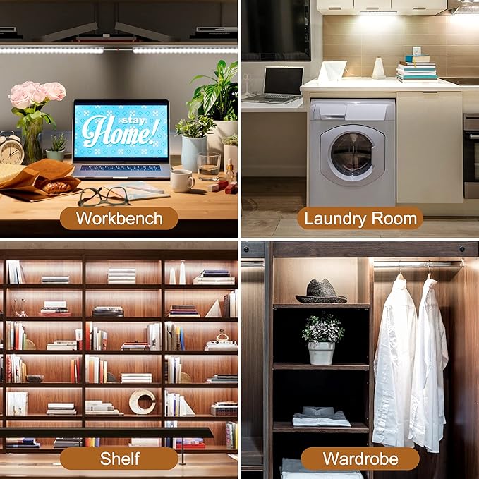 6 Pcs 12 Inch Under Cabinet Lighting Plug-in, Cold White 6000K, Dimmable LED - Image 5