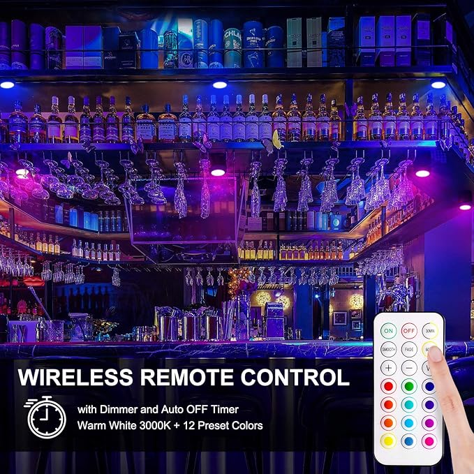 BLS LED Puck Lights with Remote, RGB 13 Color Changing Under Cabinet Lighting - Image 4