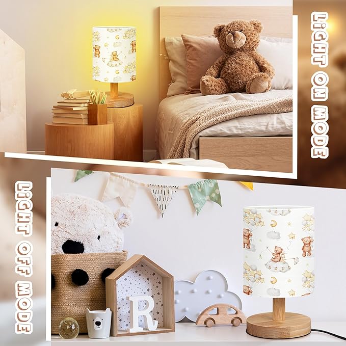 VIHOSE Bear Kids Table Lamp for Bedroom Kids Bedside Lamp - Image 3