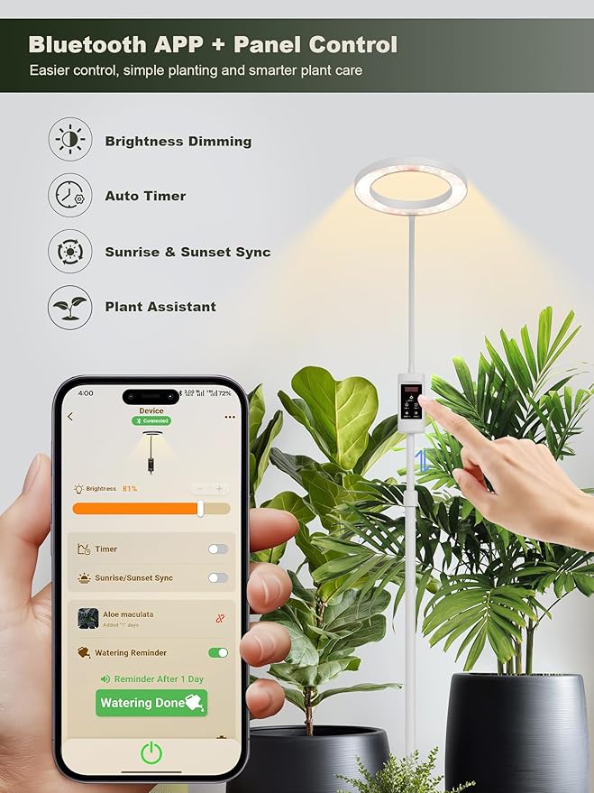 GLOWRIUM Smart Grow Lights for Indoor Plants, 24W Full Spectrum Plant Lights - Image 2