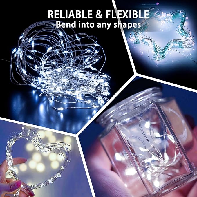 8 Pack White Fairy Lights 7Ft 20 LED Twinkle String Lights 3 Modes Battery - Image 5