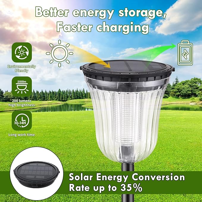 Solar Pathway Lights, 6 Pack 200 Lumens Super Bright Solar Lights Outdoor - Image 7