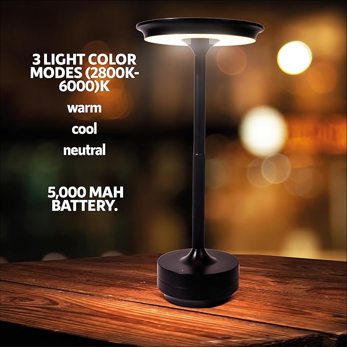 10 Pack - Black Rechargeable Cordless Table Lamps, Portable LED Desk Lamps - Image 5