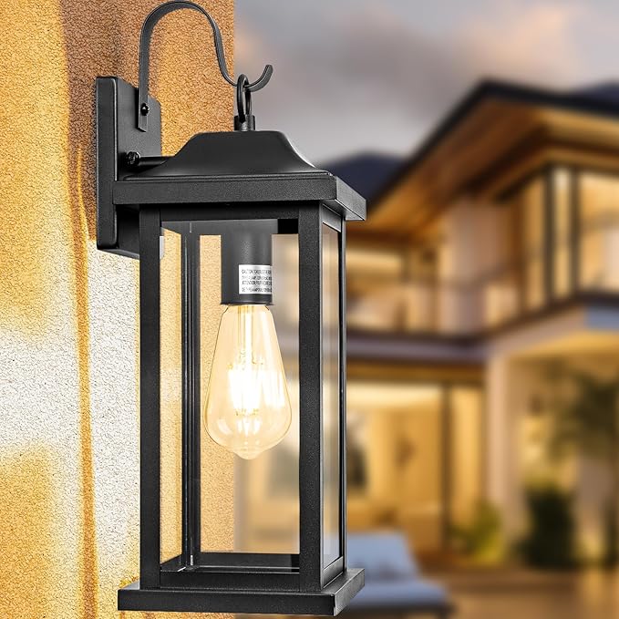 Large Black Outdoor Wall Light 17 Inch, Exterior Light Fixture by DiscoverBeautyofLighting
