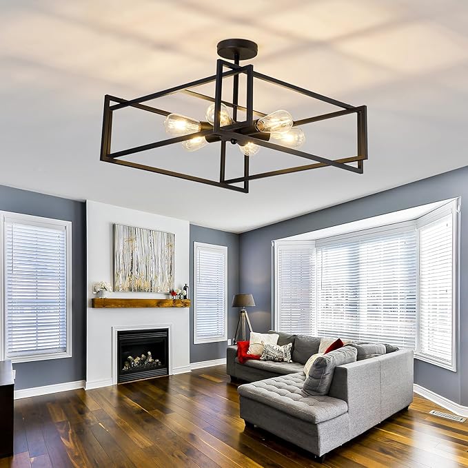 ZGLAOJT 6-Lights Close to Ceiling Light 22.83 Inch Black Light Fixture - Image 9