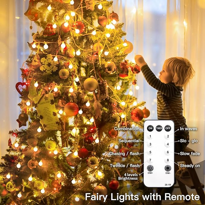 suddus String Lights for Bedroom, 33ft 100 Led Connectable Globe String Lights - Image 8