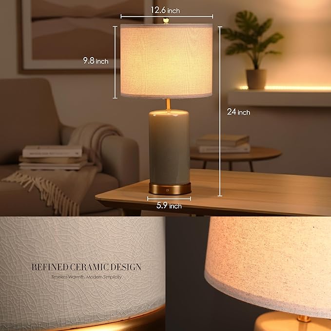 O’Bright Dune - Battery Powered Table Lamp, Rechargeable Cordless Ceramic Lamp - Image 5